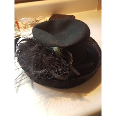 Betmar New York 100% Wool Black Feather Hat One Size  eb-39561984